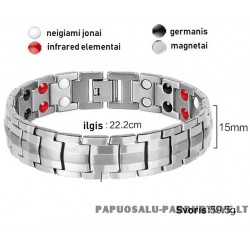 Magnetinė 316L plieno apyrankė su germanio elementais